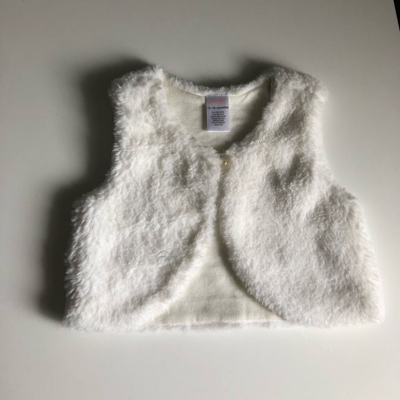 12-18M Girls: White Sweater Vest - Picture 1 of 4
